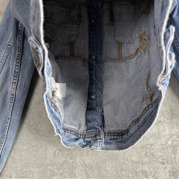 American Eagle Vintage Y2K Jean Jacket Large Distressed Denim Classic Grunge - Picture 6 of 15